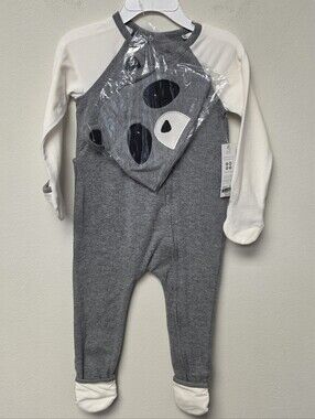 Robeez Racoon One Piece Organic Cotton Black Gray 12 Months
